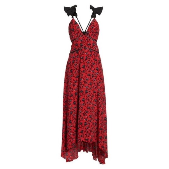 NEW Adelyn Rae Isabel Floral Maxi Dress Size XS Black Red‎ Nordstrom Ruffle Boho - Picture 2 of 13